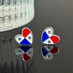 Panama Heart Earrings S925 Sterling Silver Handmade Ear Stud